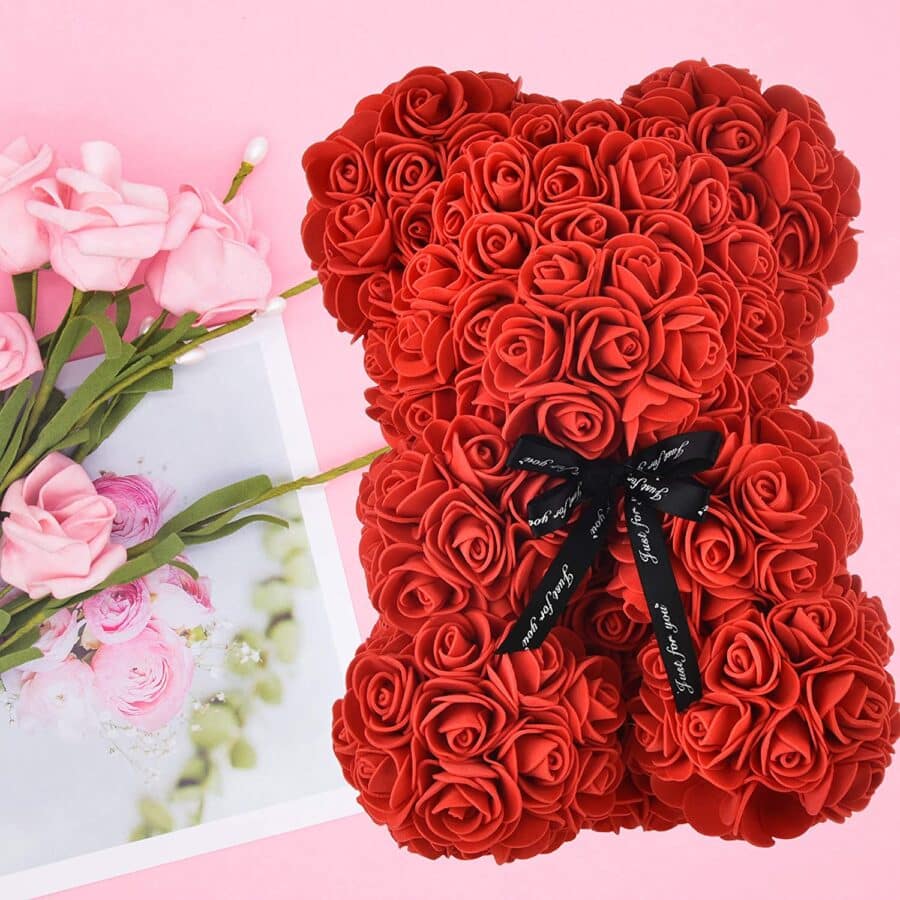 Flowers Valentines Day Rose Teddy Bear