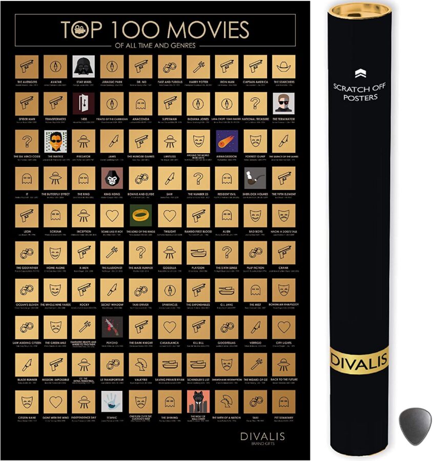Unforgettable First Valentines Gifts For Him - 100 Movies Scratch Off Poster