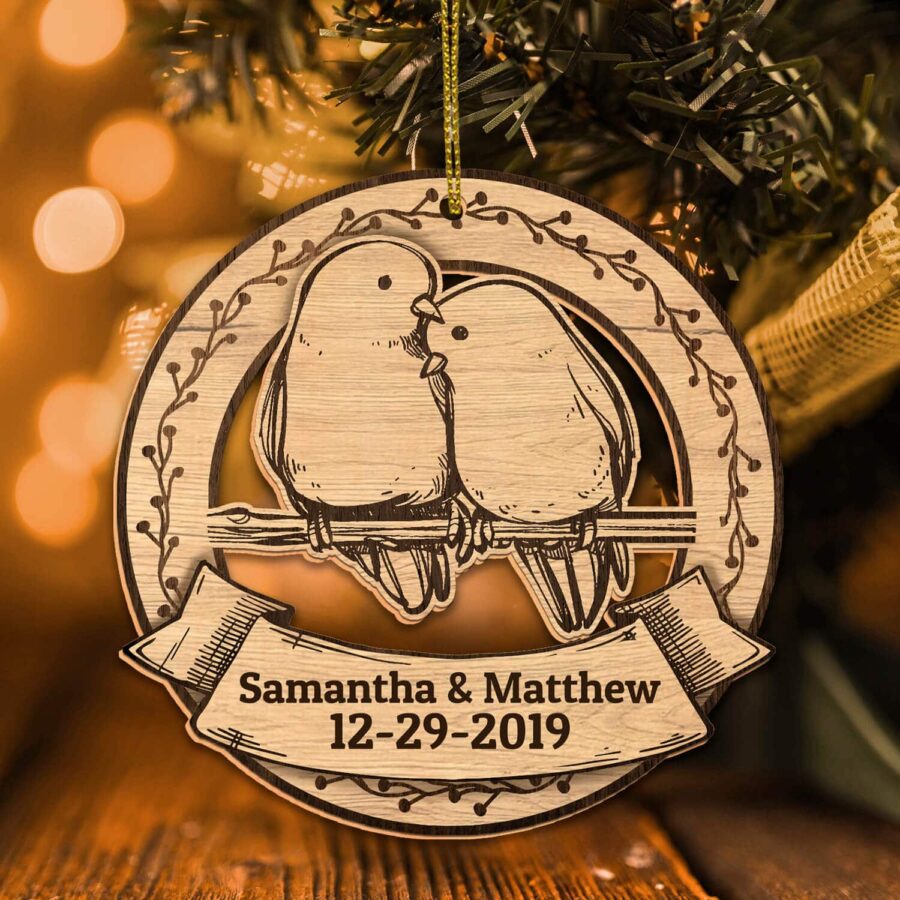 Unforgettable First Valentines Gifts For Him - Personalized Lovebirds Ornament