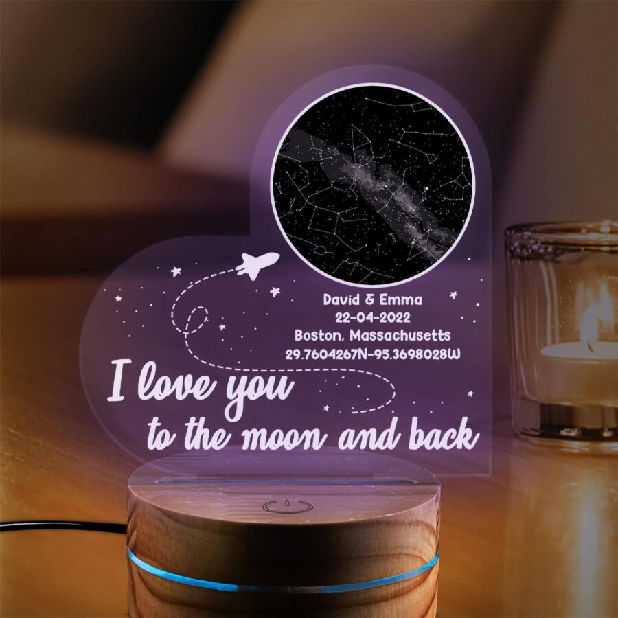 Unforgettable First Valentines Gifts For Him - Personalized Star Map Night Light