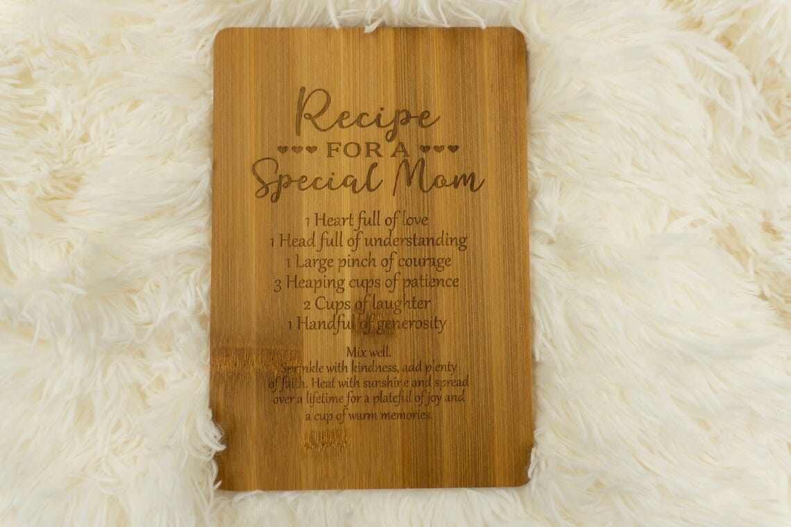 A Special Mom Recipe Cutting Board. Gift For Mom.