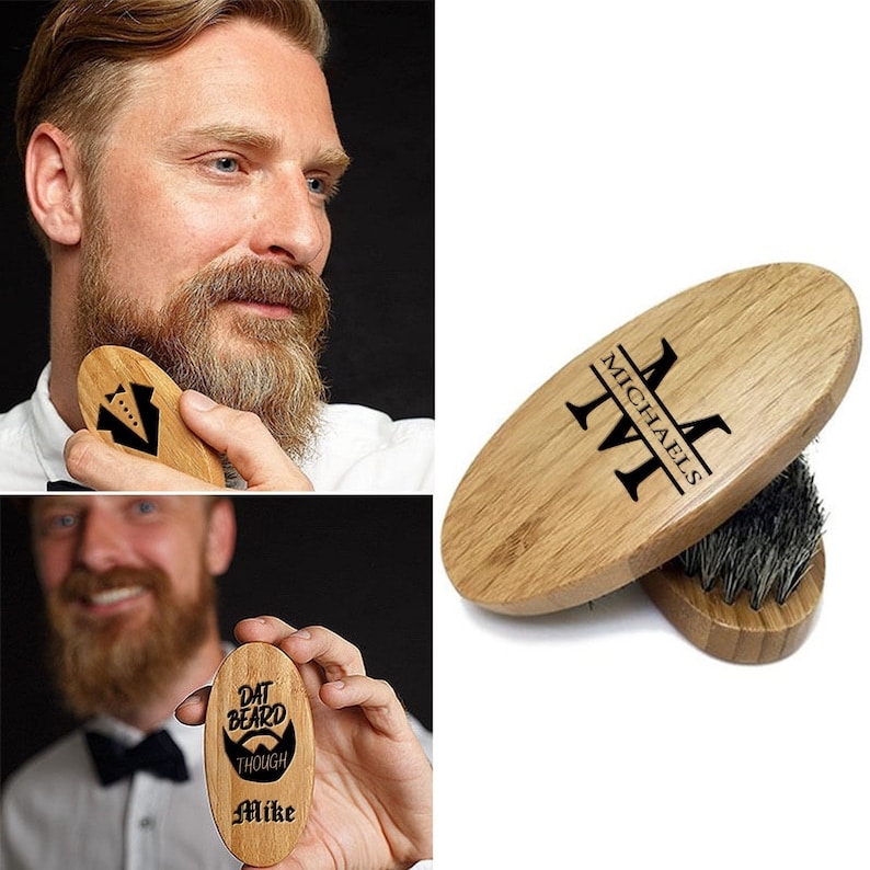 Personalized Beard Brush Wood