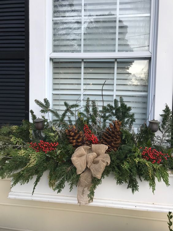 Christmas Railing Planter - outdoor christmas decorating ideas