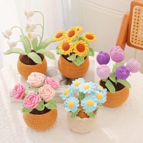 Crochet flower in the pot 1 - personalized mothers day gifts | CubeBik Blog