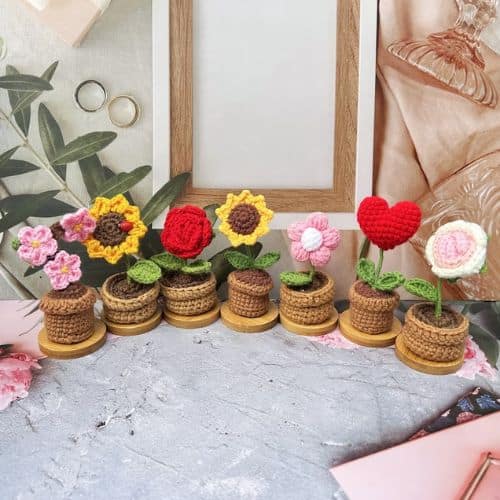 Crochet flower in the pot 2 - personalized mothers day gifts | CubeBik Blog