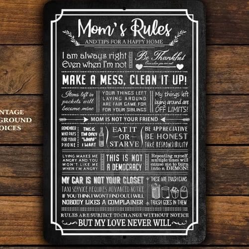 Moms Rules Sign 2 - personalized mothers day gifts | CubeBik Blog