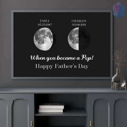 Custom Moon Phase by Date Wall Art Gift for Poppa - Father's Day Gifts from Daughter | CubeBik Blog