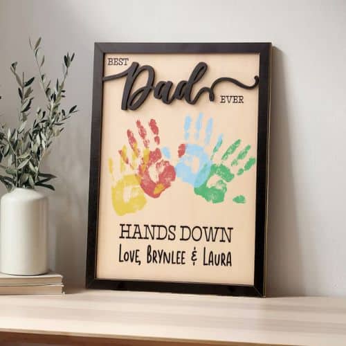 DIY Handprint Sign Personalized Fathers Day Gift - Father's Day Gifts from Daughter | CubeBik Blog