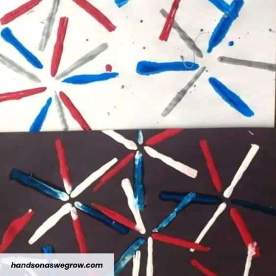 Fireworks Painting with Straws - 4th of july crafts | CubeBik Blog