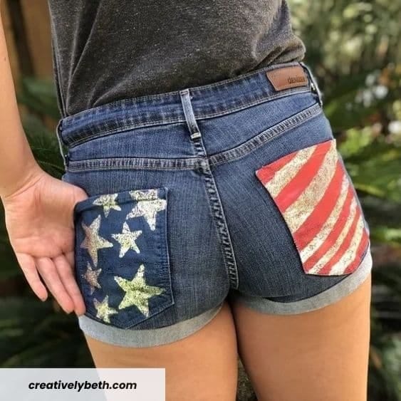 Patriotic Denim Shorts - 4th of july crafts | CubeBik Blog