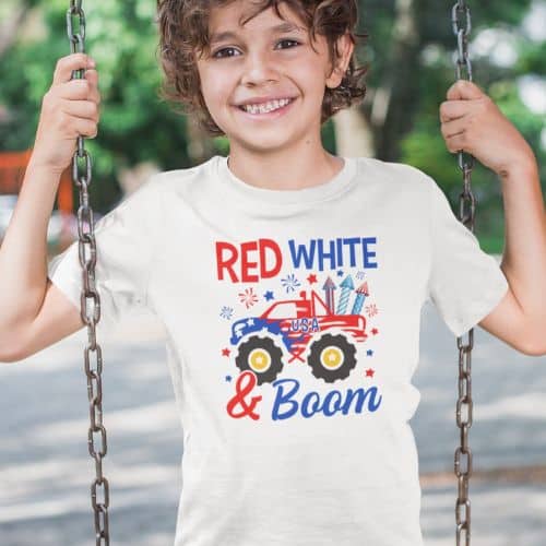 Red White Boom Monster Truck Youth T Shirt - 4th of july shirts | CubeBik Blog