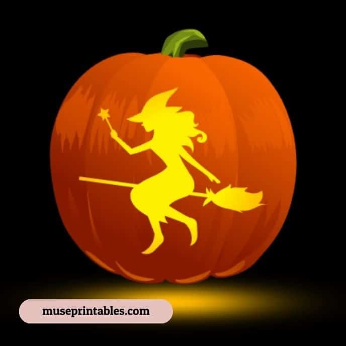 Flying Witch on Broom - pumpkin carving ideas | CubeBik Blog