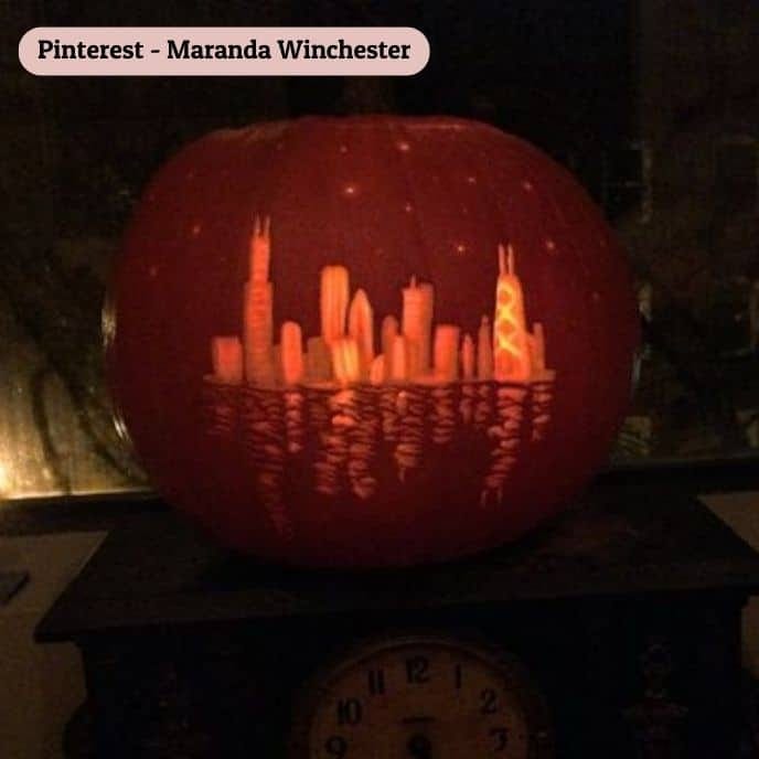 Intricate Cityscape Skyline - pumpkin carving ideas | CubeBik Blog