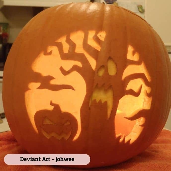 Spooky Tree Silhouette - pumpkin carving ideas | CubeBik Blog