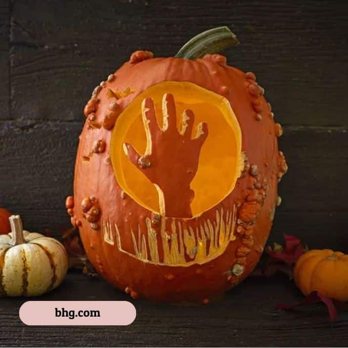 Zombie Hand Reaching Out - pumpkin carving ideas | CubeBik Blog
